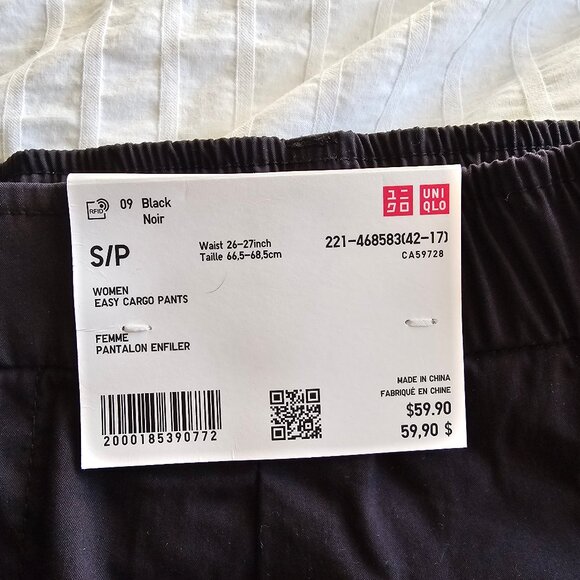 Uniqlo Easy Cargo Pants - 2024 - Black - Sz S - NWT - Picture 5 of 15